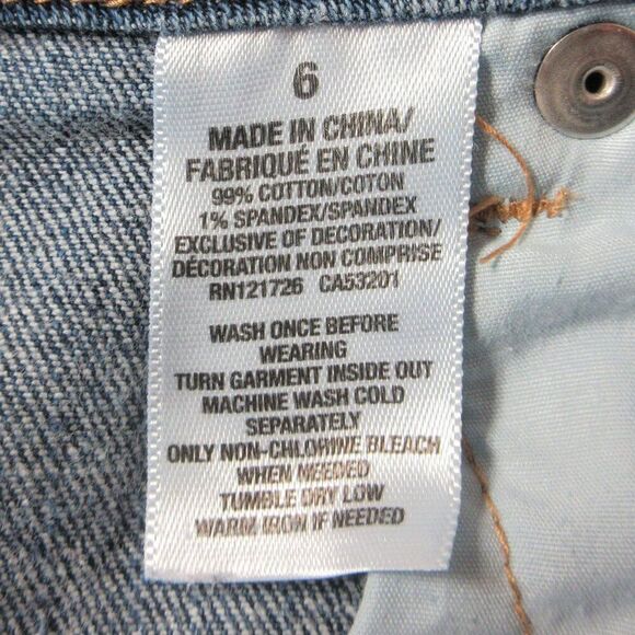 AEROPOSTALE Shorty Cuffed Jean Shorts Sz 6 Ripped Distressed Blu Denim Hot Pants - Picture 7 of 12